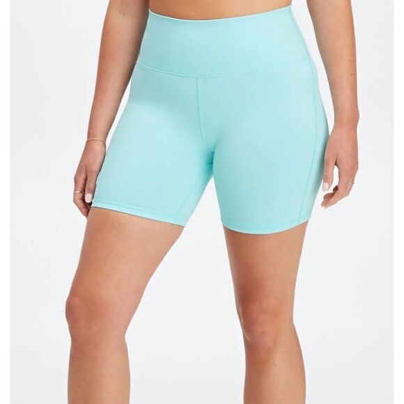 NWT - Fabletics Small Boost PowerHold High-Waisted 6'' Shorts - Aqua green / mul - Picture 1 of 15